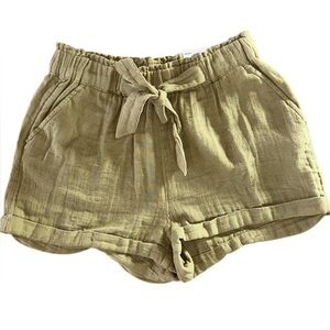 SO Juniors High Rise Olive Green Linen Shorts